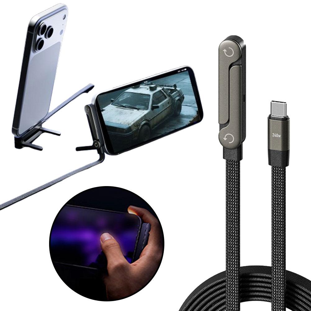 2-in-1 Fast Charging Cable with Foldable Phone Stand