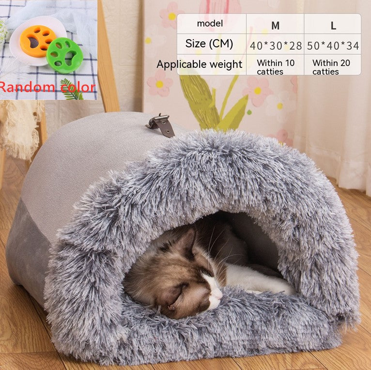 Portable Pet Bed - Warm Plush Nest for Dogs & Cats