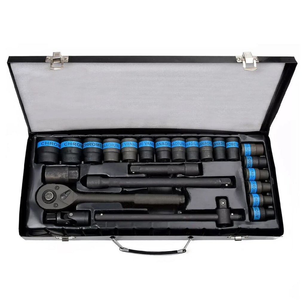 Heavy-Duty Ratchet Wrench Socket Set - 8-32mm with Case