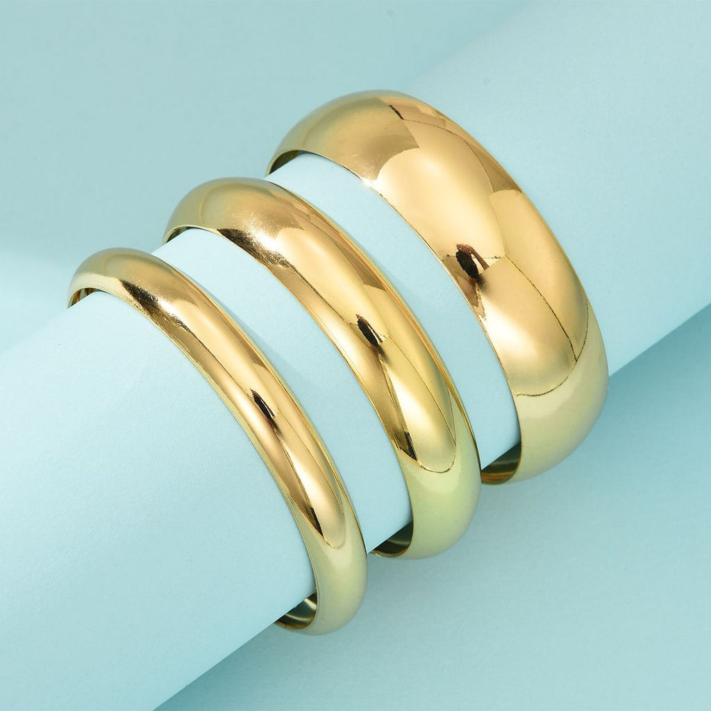 Women's Geometric Bracelet Set - 3-Piece Gold Collection