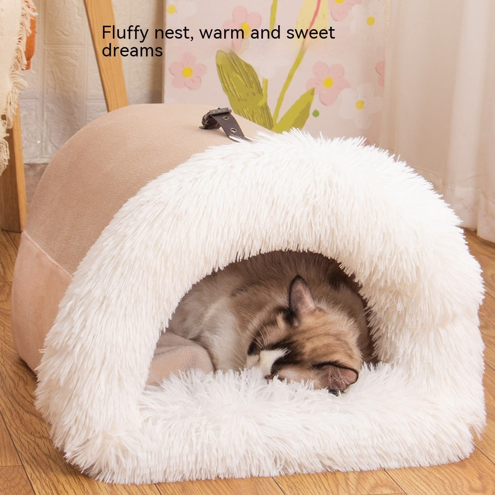Portable Pet Bed - Warm Plush Nest for Dogs & Cats