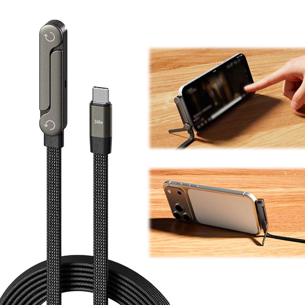 2-in-1 Fast Charging Cable with Foldable Phone Stand