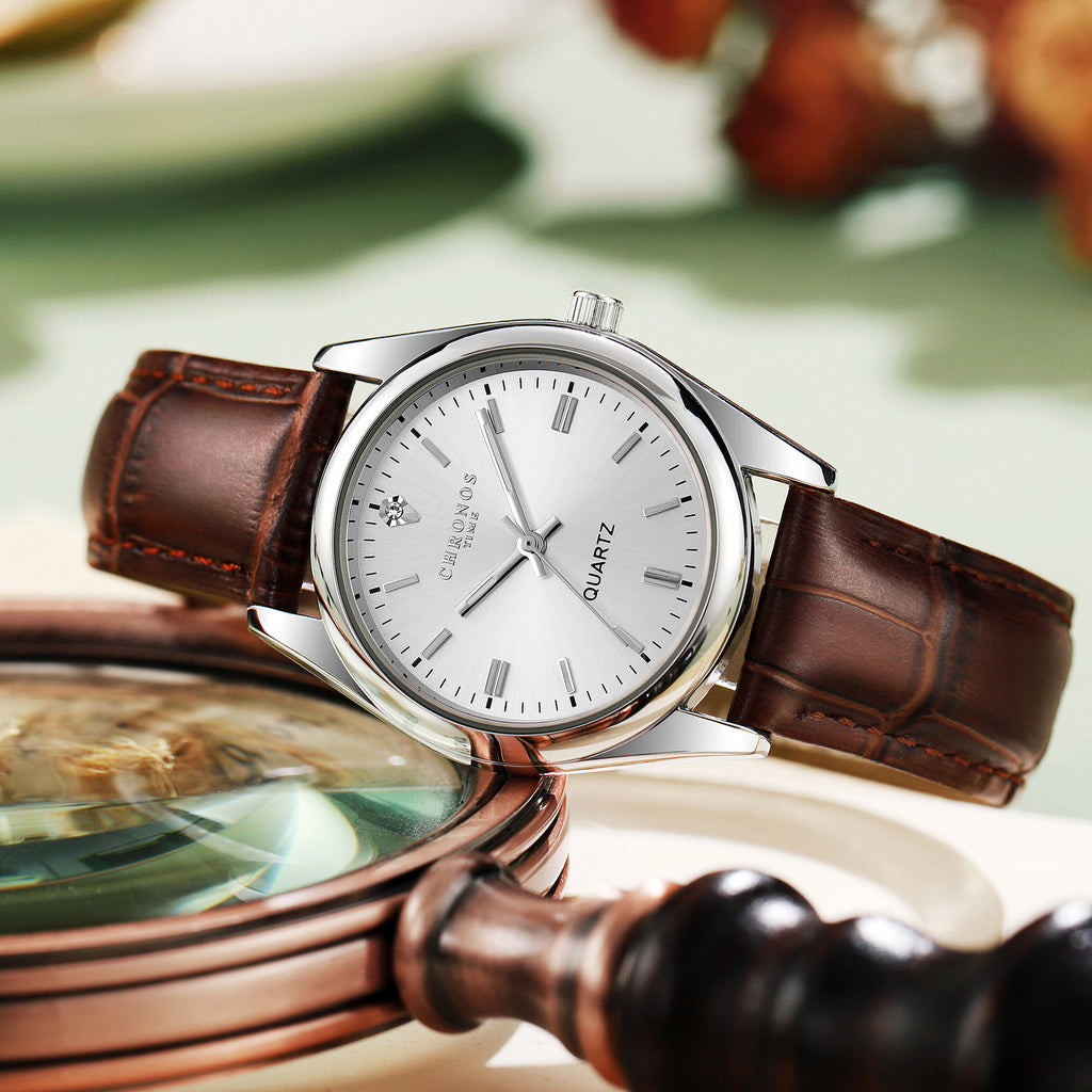 Women's Leather Strap Watch - Luminous Quartz Fashion Timepiece