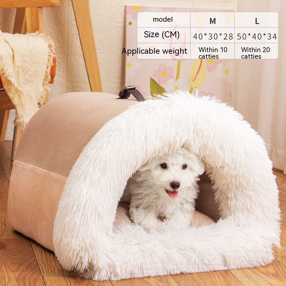 Portable Pet Bed - Warm Plush Nest for Dogs & Cats