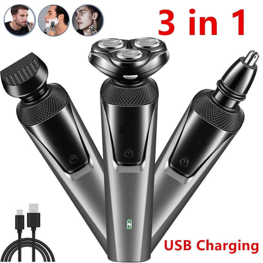 Waterproof Electric Rotary Shaver - 3-in-1 Trimmer