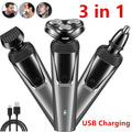 Waterproof Electric Rotary Shaver - 3-in-1 Trimmer