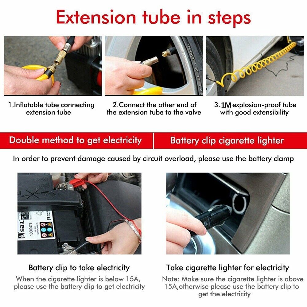 Portable Car Tyre Inflator 12V - 150 PSI Air Compressor