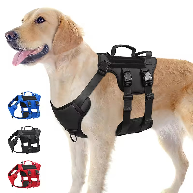 Tactical Dog Harness - No-Pull Reflective Vest for Large Dogs