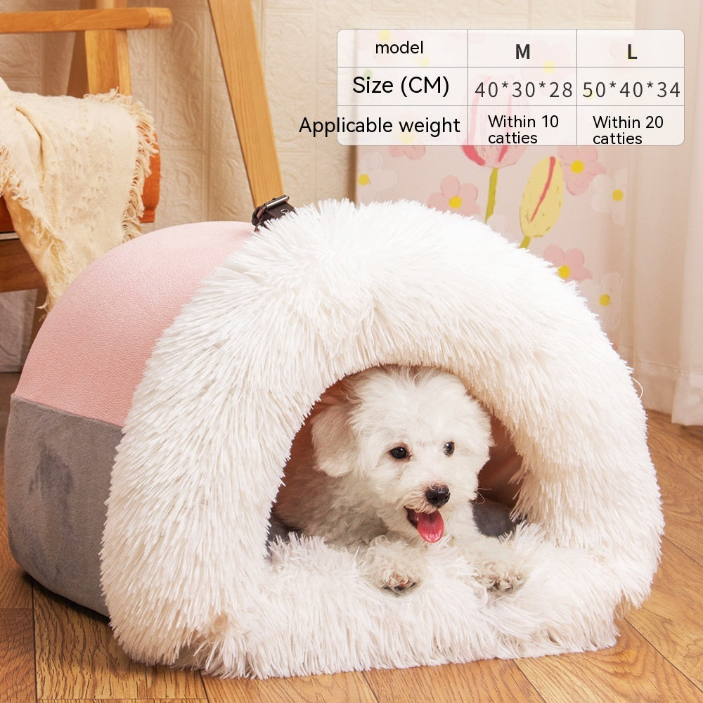 Portable Pet Bed - Warm Plush Nest for Dogs & Cats