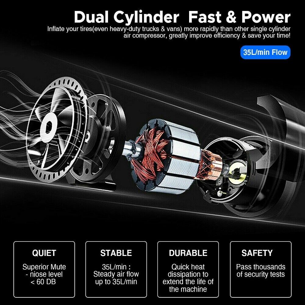 Portable Car Tyre Inflator 12V - 150 PSI Air Compressor