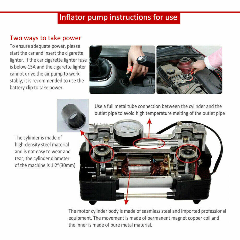 Portable Car Tyre Inflator 12V - 150 PSI Air Compressor