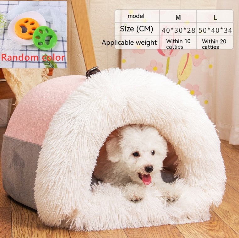 Portable Pet Bed - Warm Plush Nest for Dogs & Cats
