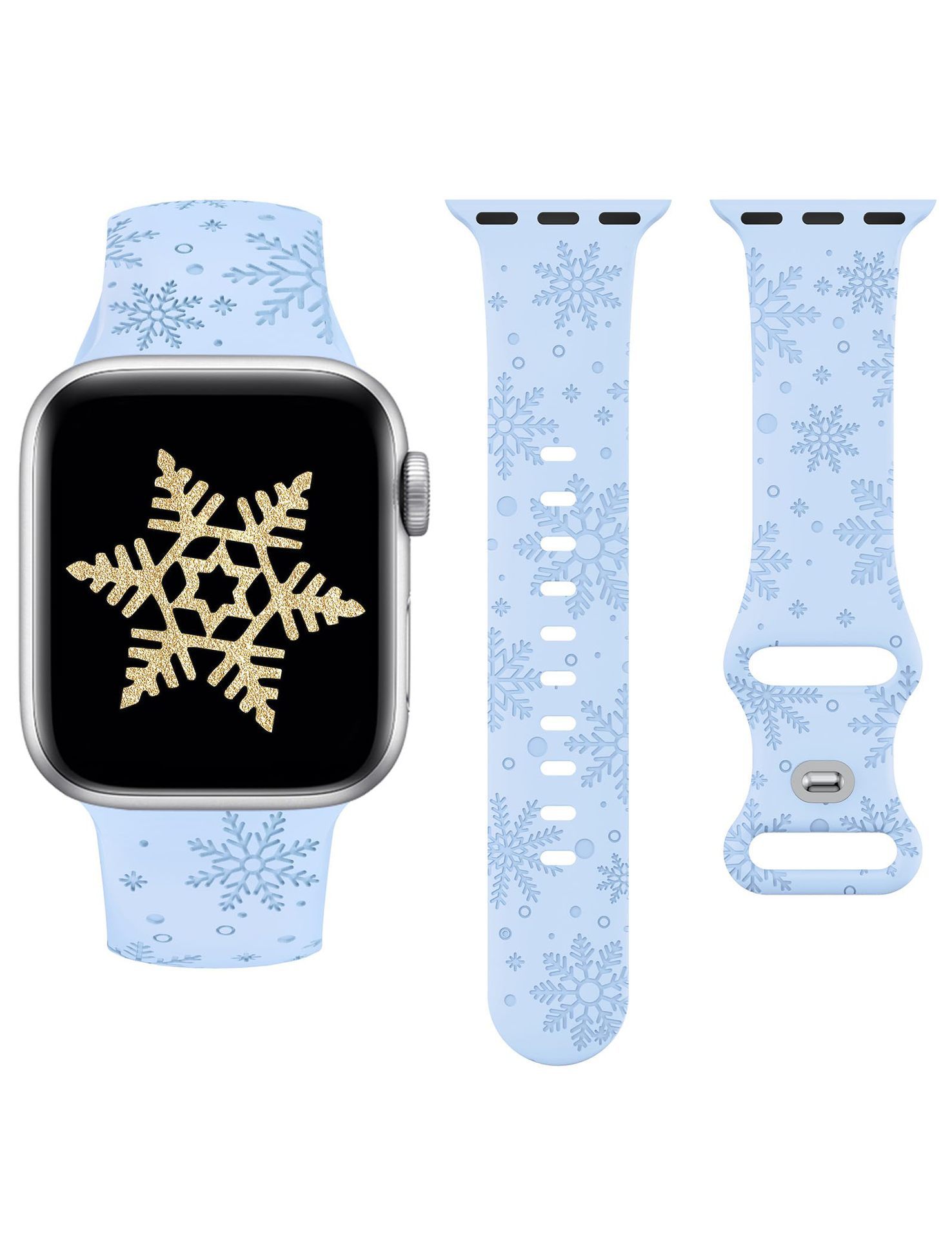 Festive Snowflake Silicone Apple Watch Strap - Christmas Edition