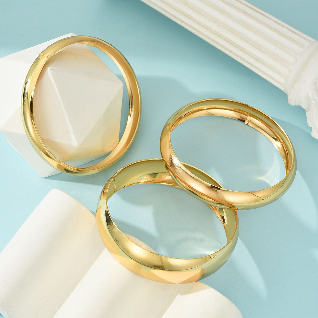 Women's Geometric Bracelet Set - 3-Piece Gold Collection