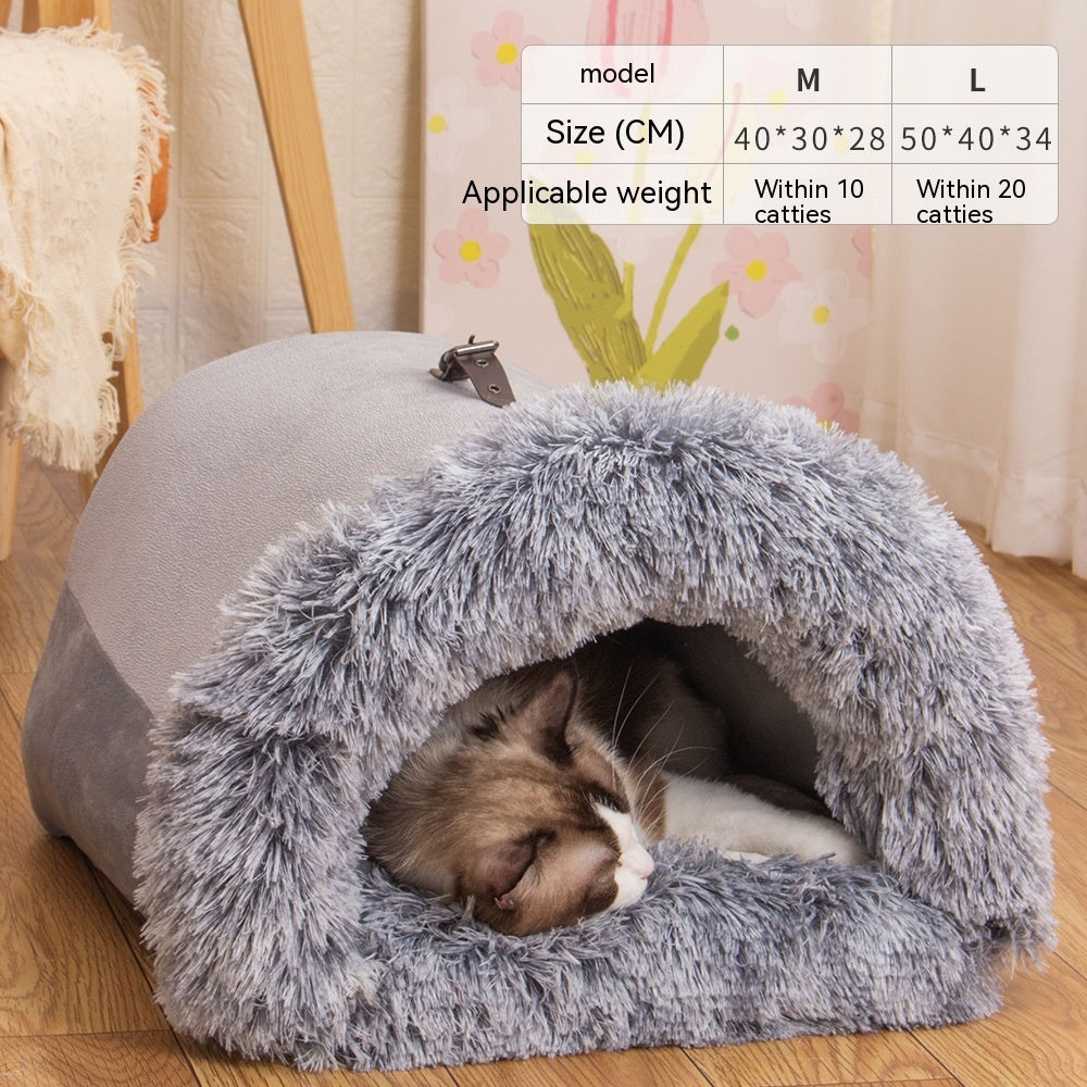 Portable Pet Bed - Warm Plush Nest for Dogs & Cats