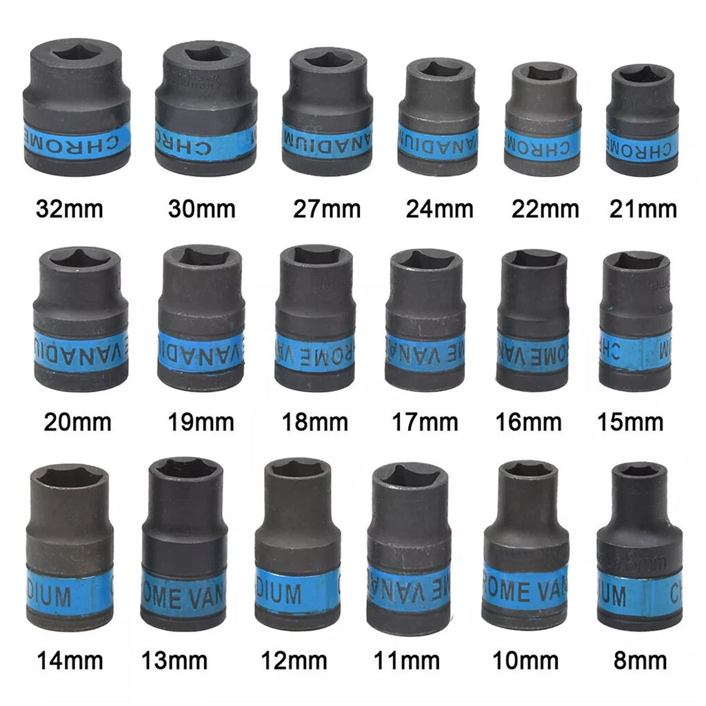 Heavy-Duty Ratchet Wrench Socket Set - 8-32mm with Case