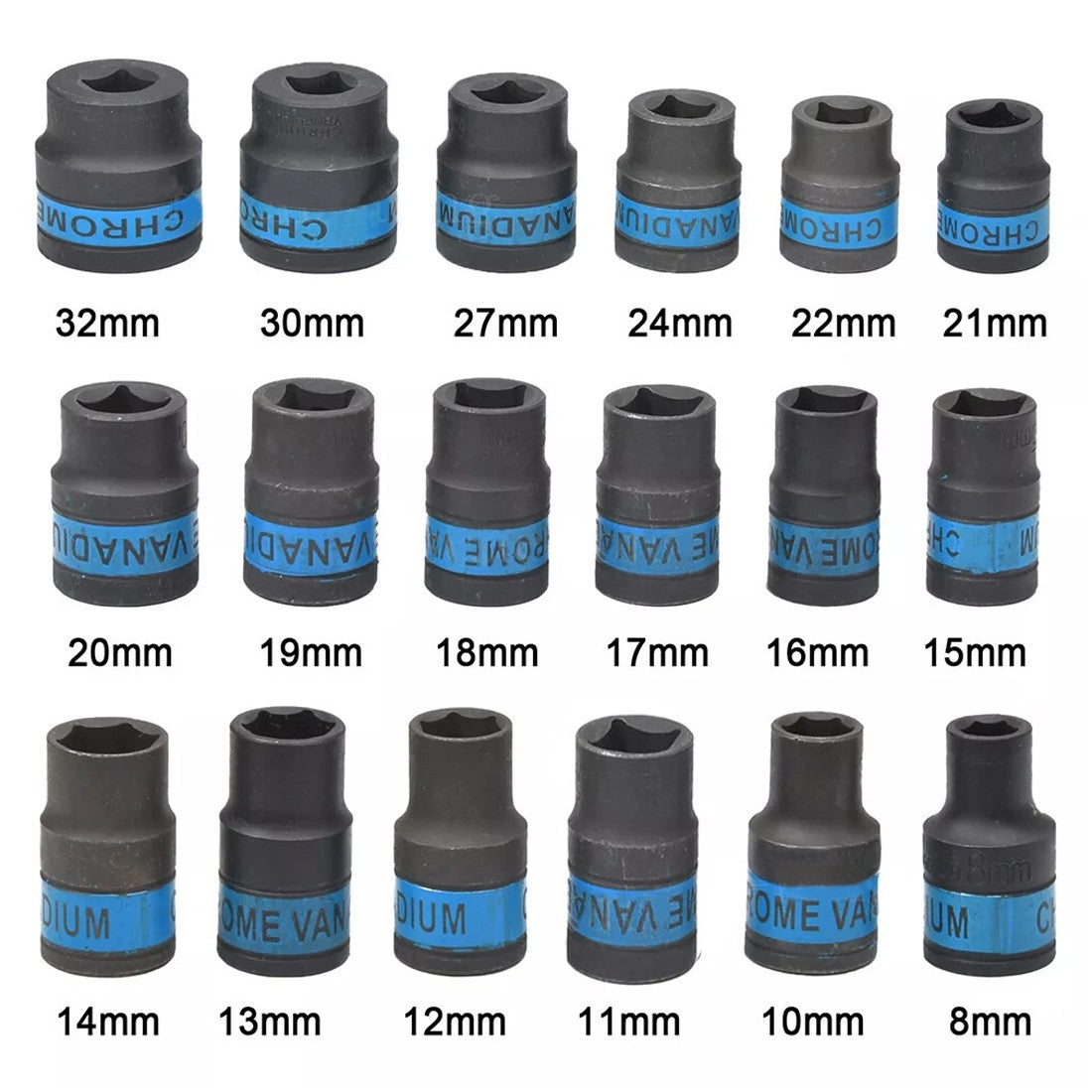 Heavy-Duty Ratchet Wrench Socket Set - 8-32mm with Case